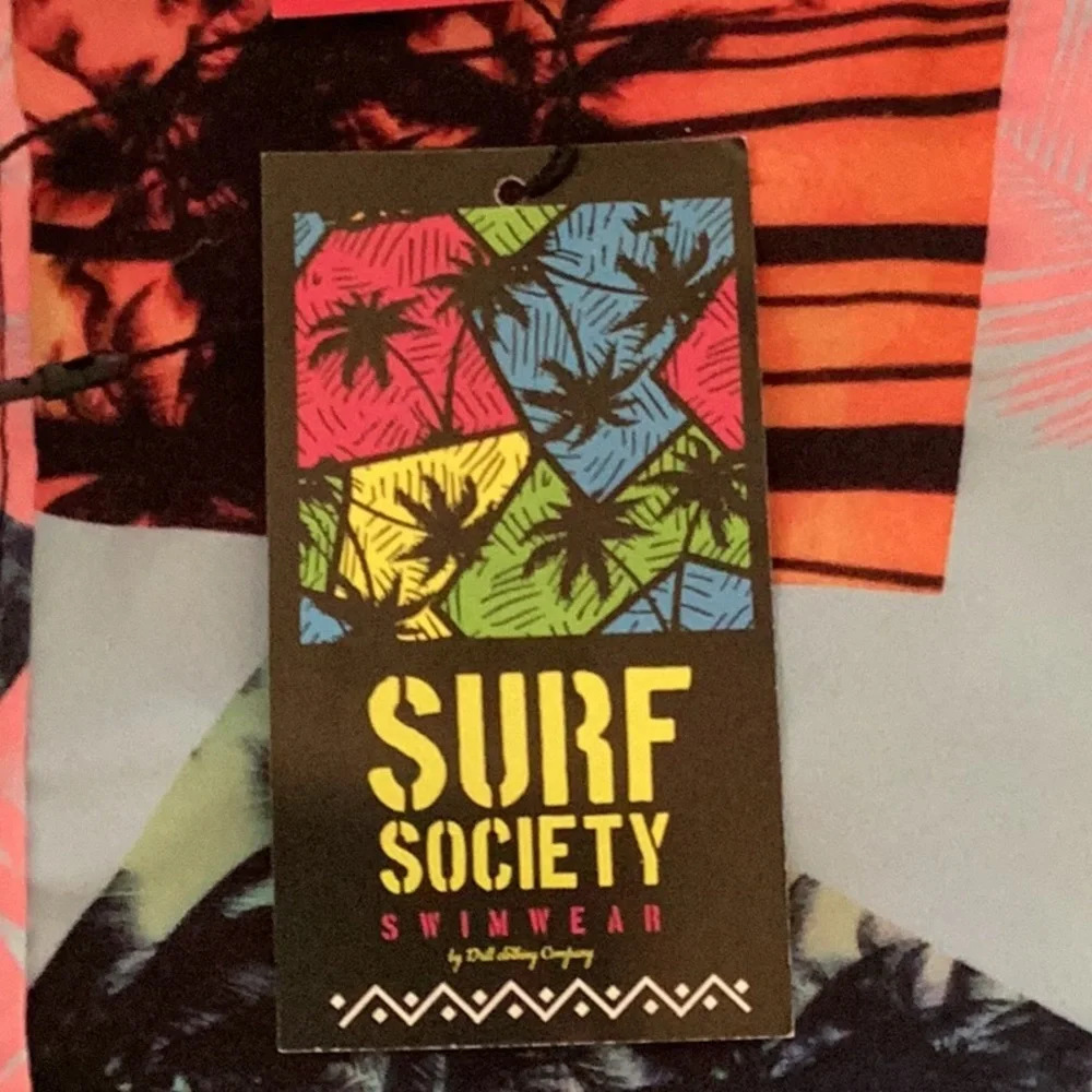 Surf Society Swimwear NWT Men’s XL Button Up Shirt Bright Fun Print UV Moisture